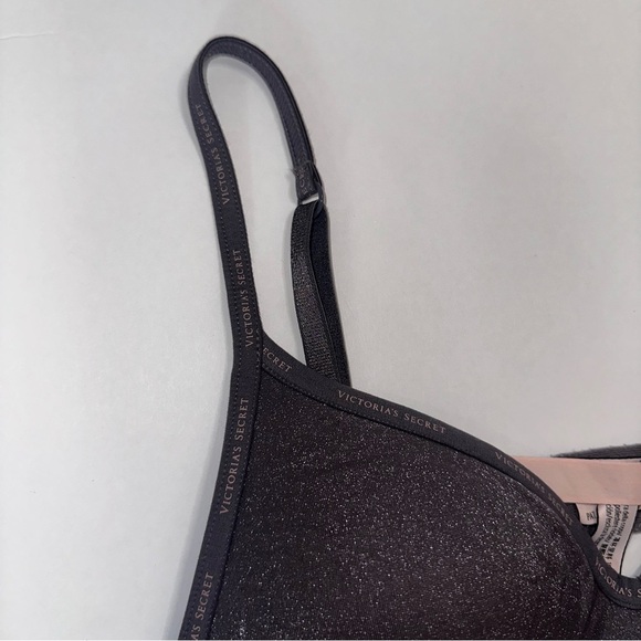 Victoria’s Secret T-Shirt Lightly Lined Wireless Bra 34A Glitter Black - Picture 5 of 10